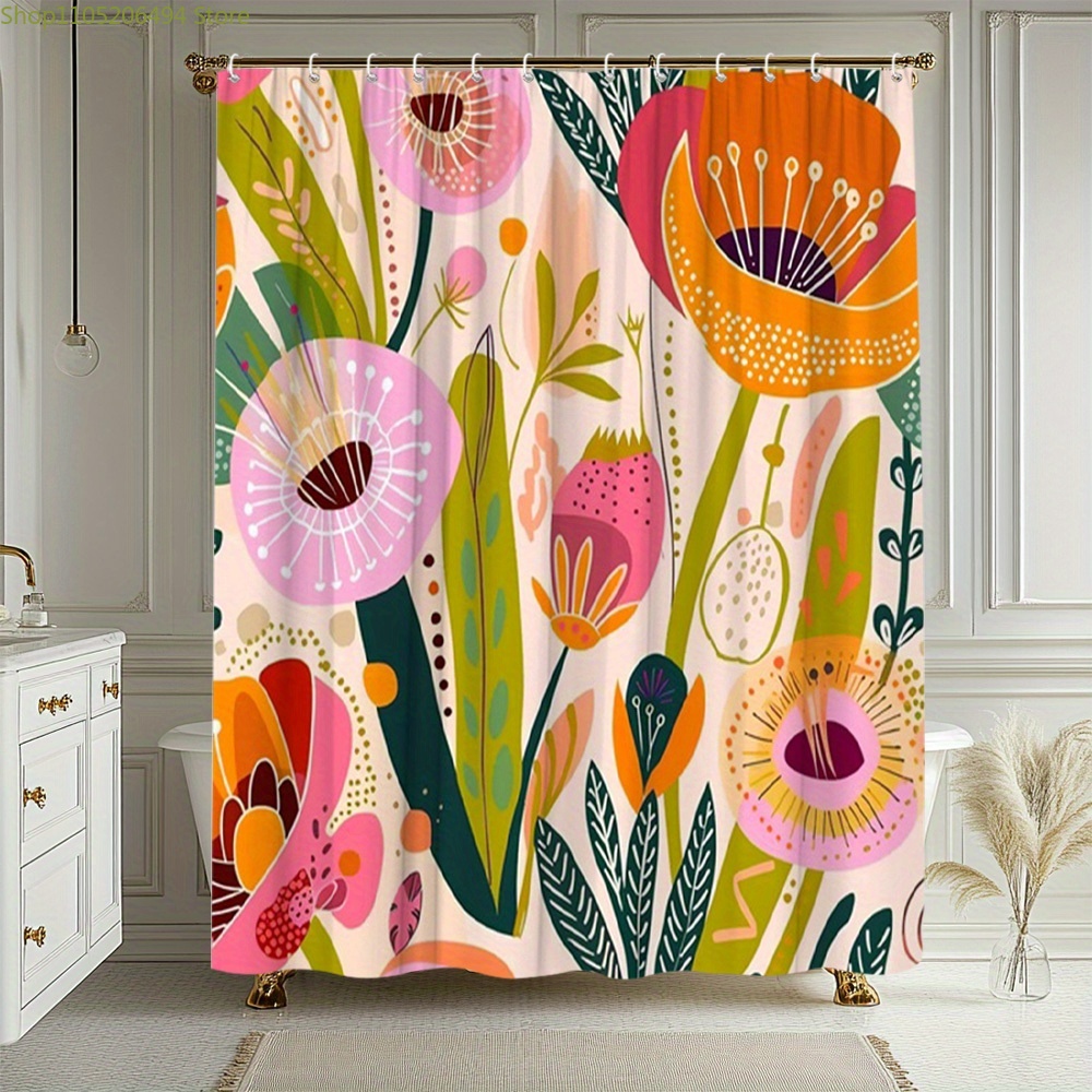 Vibrant Floral Pattern Shower  - Home Decor Bathroom Ideas ulasan dan harga