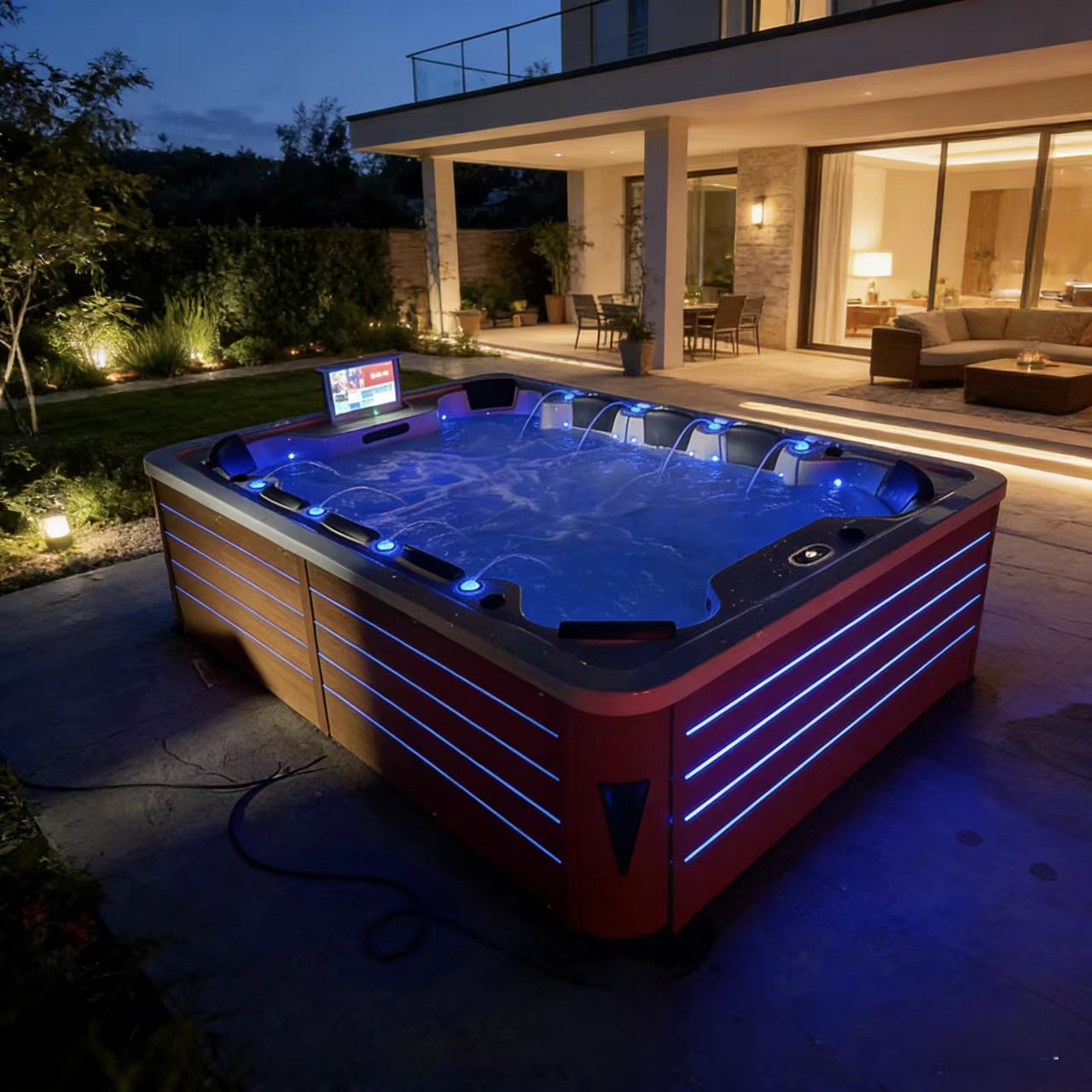 Hot Tub,5‑10 Persons Whirlpool - Home Bathroom Jacuzzi ulasan dan harga