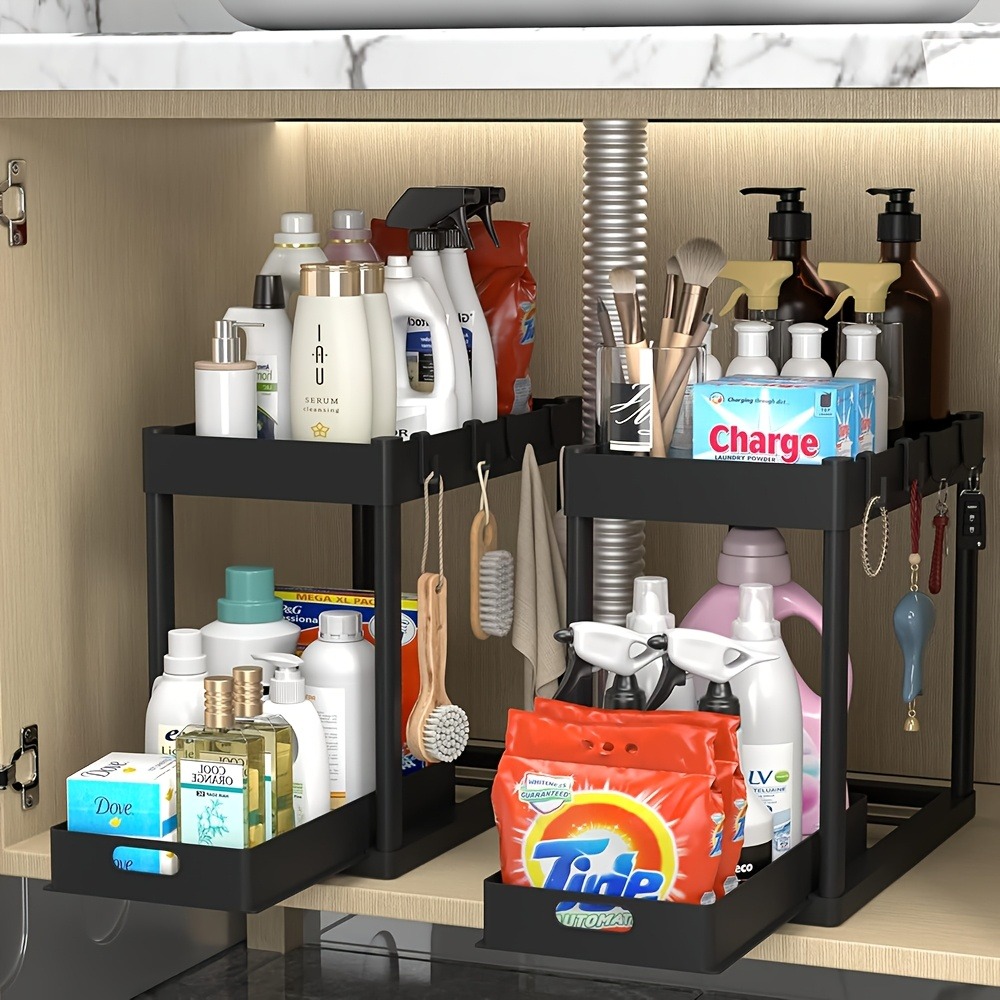 2-Tier Sliding Under Sink Orga - Home Depot Bathroom Sink ulasan dan harga