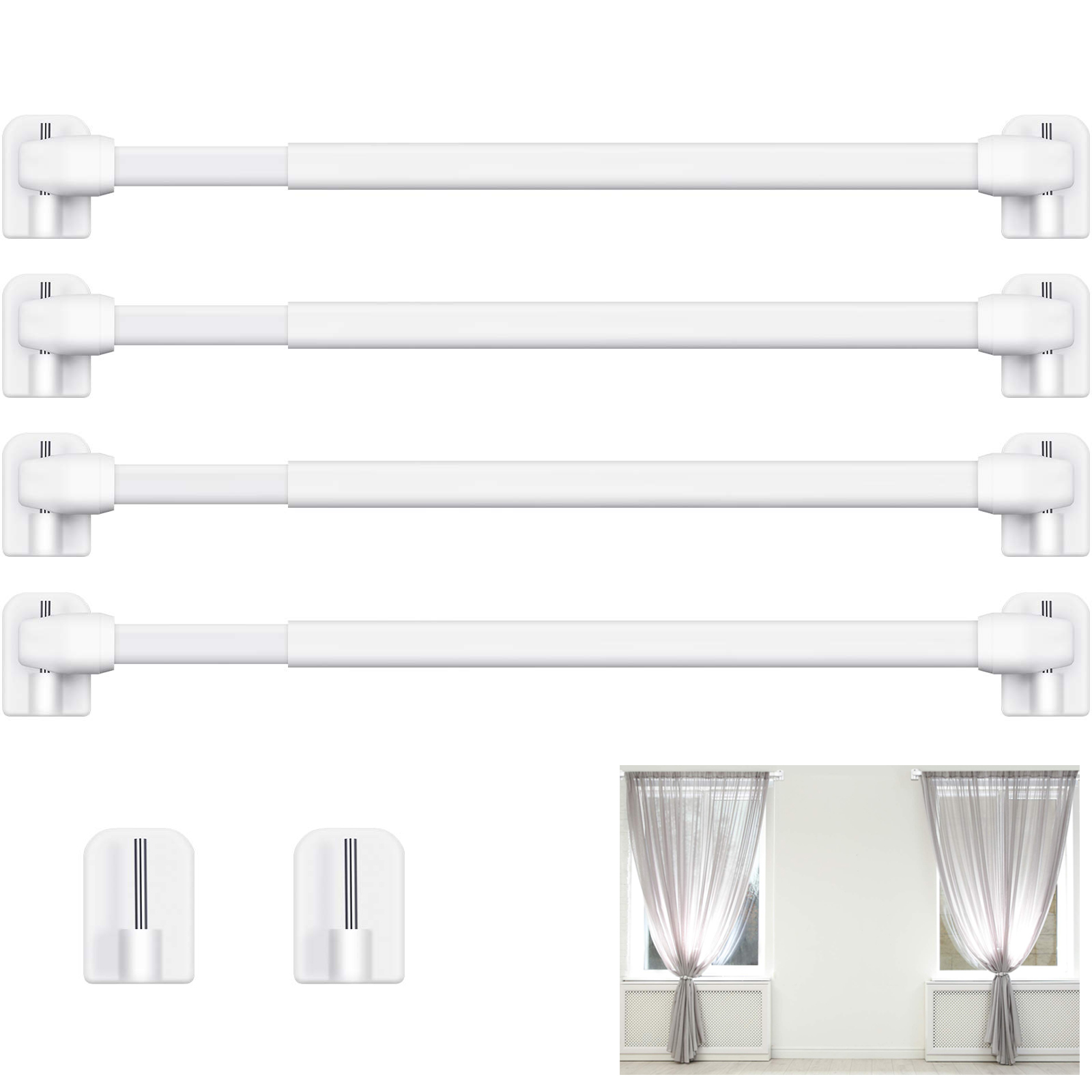 4Pcs Adjustable Curtain Rod Ba - Home Bathroom Hardware ulasan dan harga
