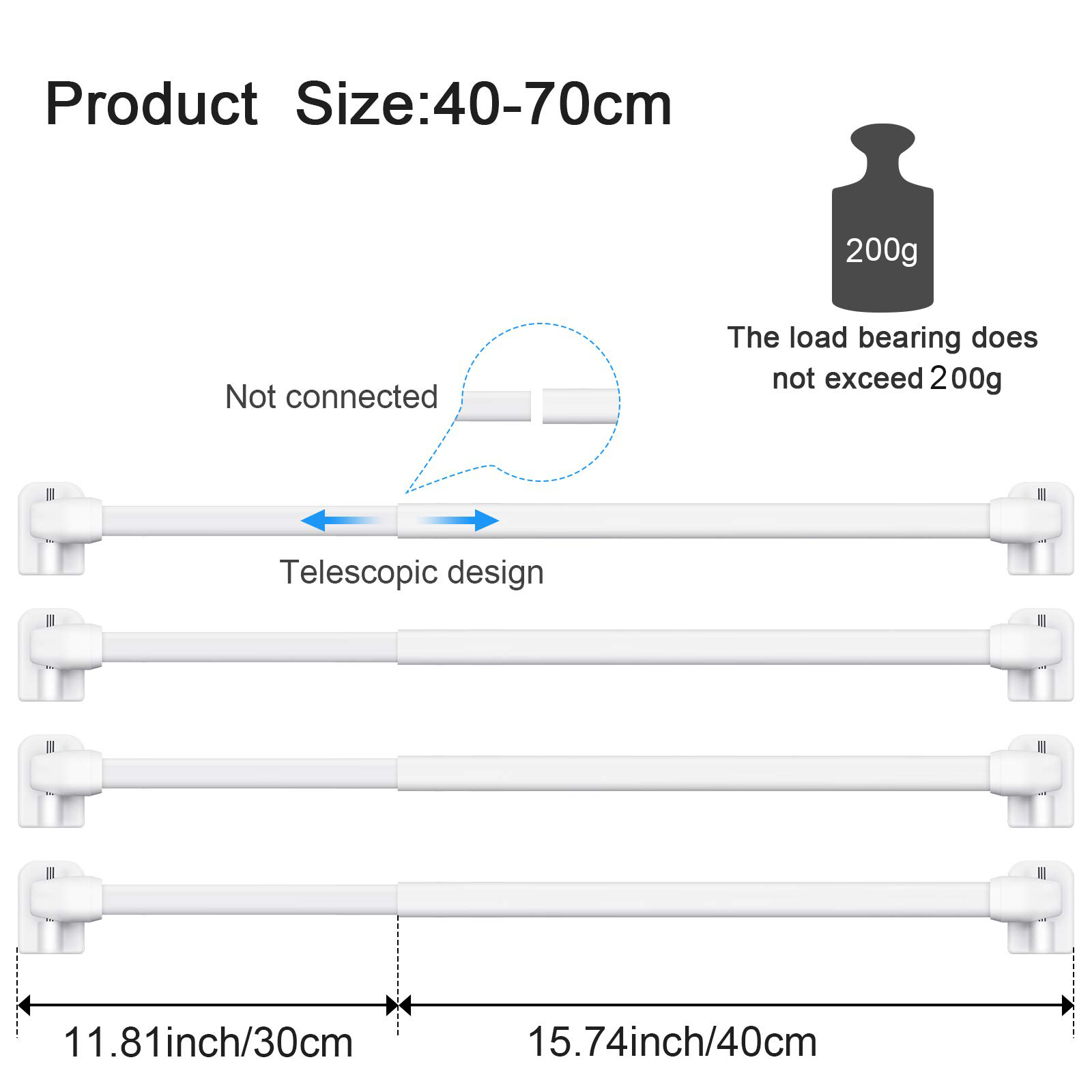 4Pcs Adjustable Curtain Rod Ba - Home Bathroom Hardware ulasan dan harga