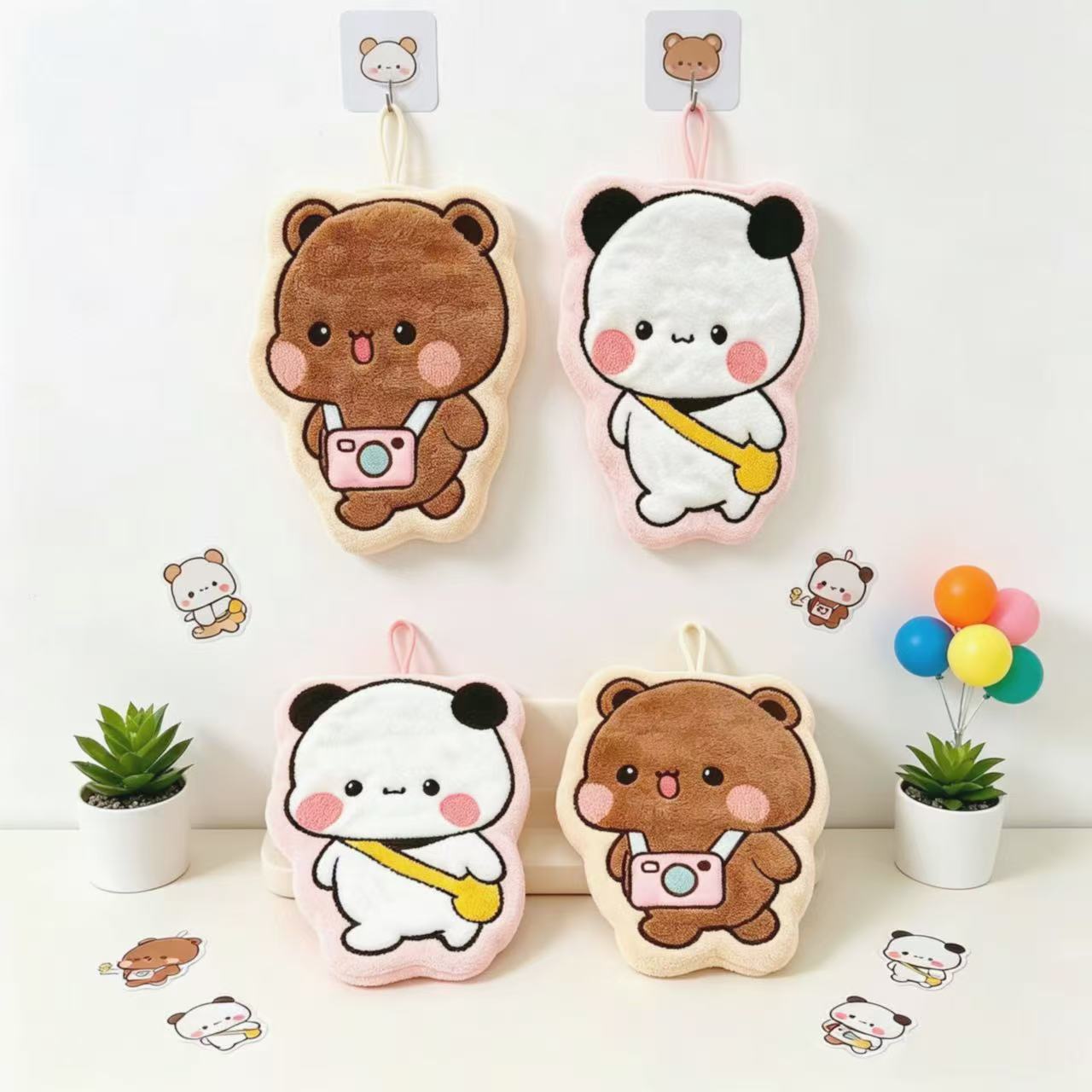 Cartoon Bear Panda Hanging Han - Home Bathroom Towels ulasan dan harga