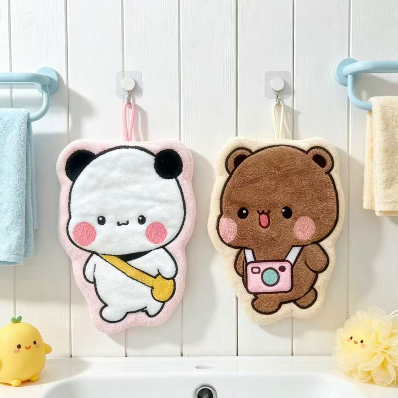 Cartoon Bear Panda Hanging Han - Home Bathroom Towels ulasan dan harga
