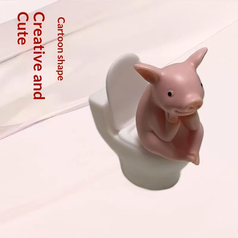 Cute Pig Sitting On Toilet — P - Jet Home Bathroom ulasan dan harga