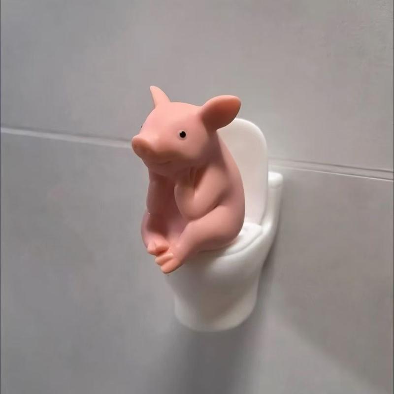 Cute Pig Sitting On Toilet — P - Jet Home Bathroom ulasan dan harga