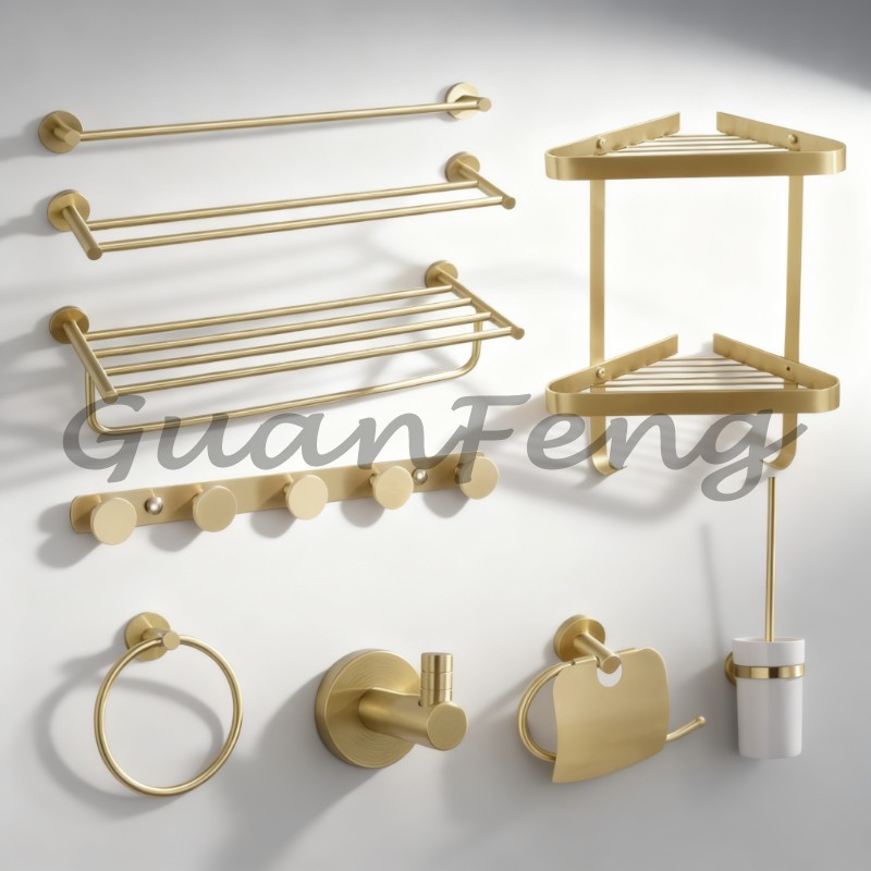 Luxury Brushed Gold 9 Pieces B - Home Bathroom Hardware ulasan dan harga