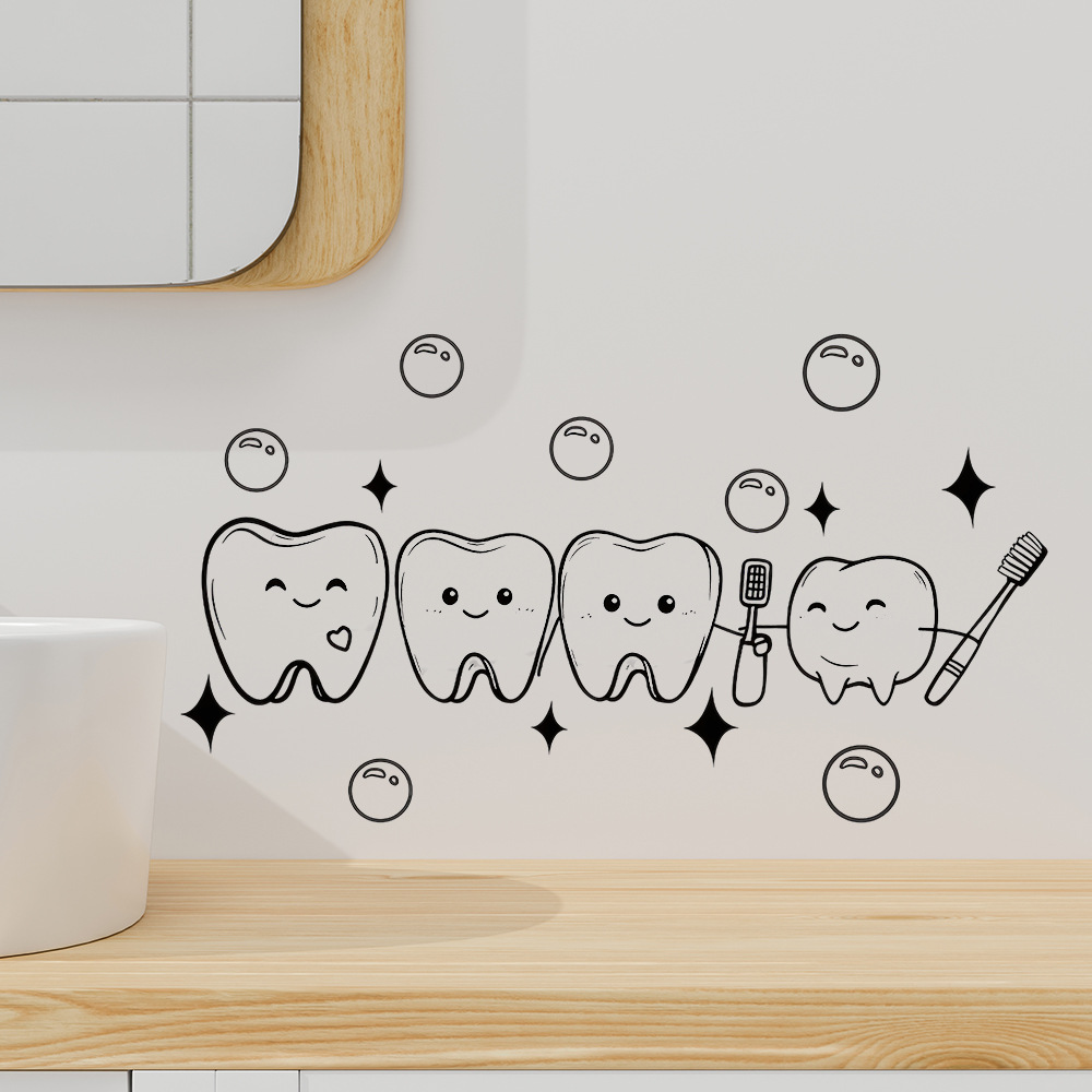Cartoon Tooth Design Wall Stic - Jet Home Bathroom ulasan dan harga