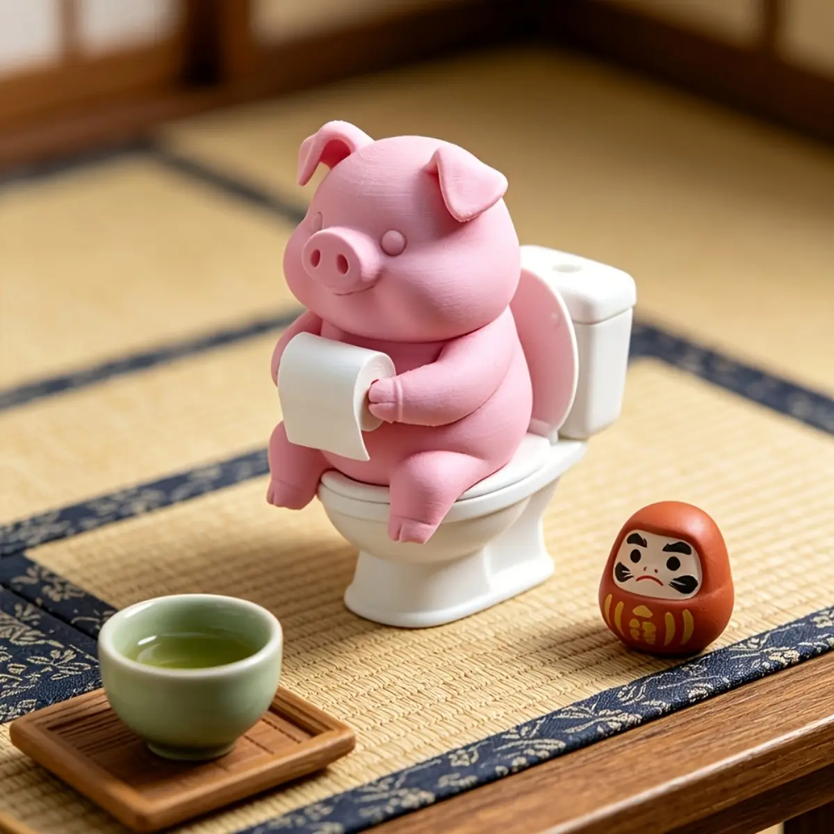 2 Pack Pink Pig Sitting on Toi - Home Goods Bathroom Vanity ulasan dan harga