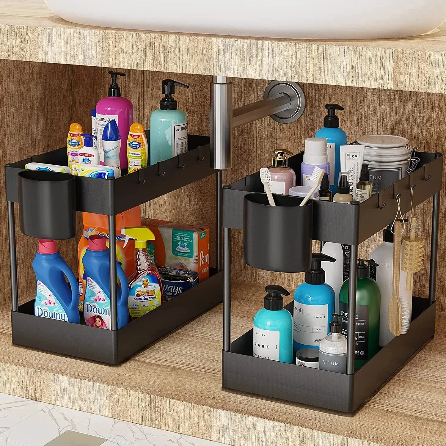 2 Tier Under Sink Sliding Stor - Home Depot Bathroom Sink ulasan dan harga