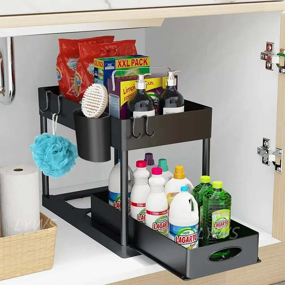 2 Tier Under Sink Sliding Stor - Home Depot Bathroom Sink ulasan dan harga